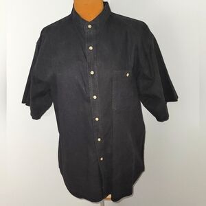 80's Wear First black linen/cotton shirt  Sz L